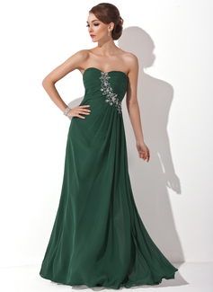 A-Line/Princess Sweetheart Floor-Length Chiffon Prom Dress With Ruffle Beading (018004837)