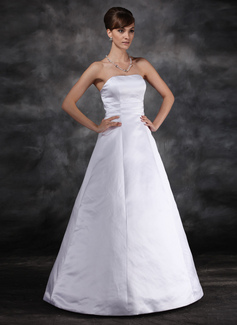 Ball-Gown Strapless Floor-Length Satin Wedding Dress (002022560)