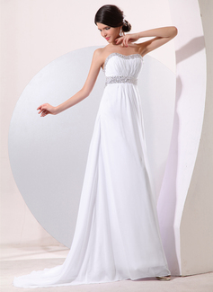 Empire Sweetheart Sweep Train Chiffon Evening Dress With Ruffle Beading Sequins (017014078)
