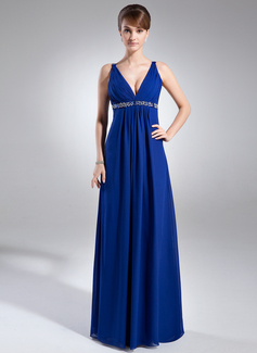 Empire V-neck Floor-Length Chiffon Prom Dress With Ruffle Beading Sequins (018002477)